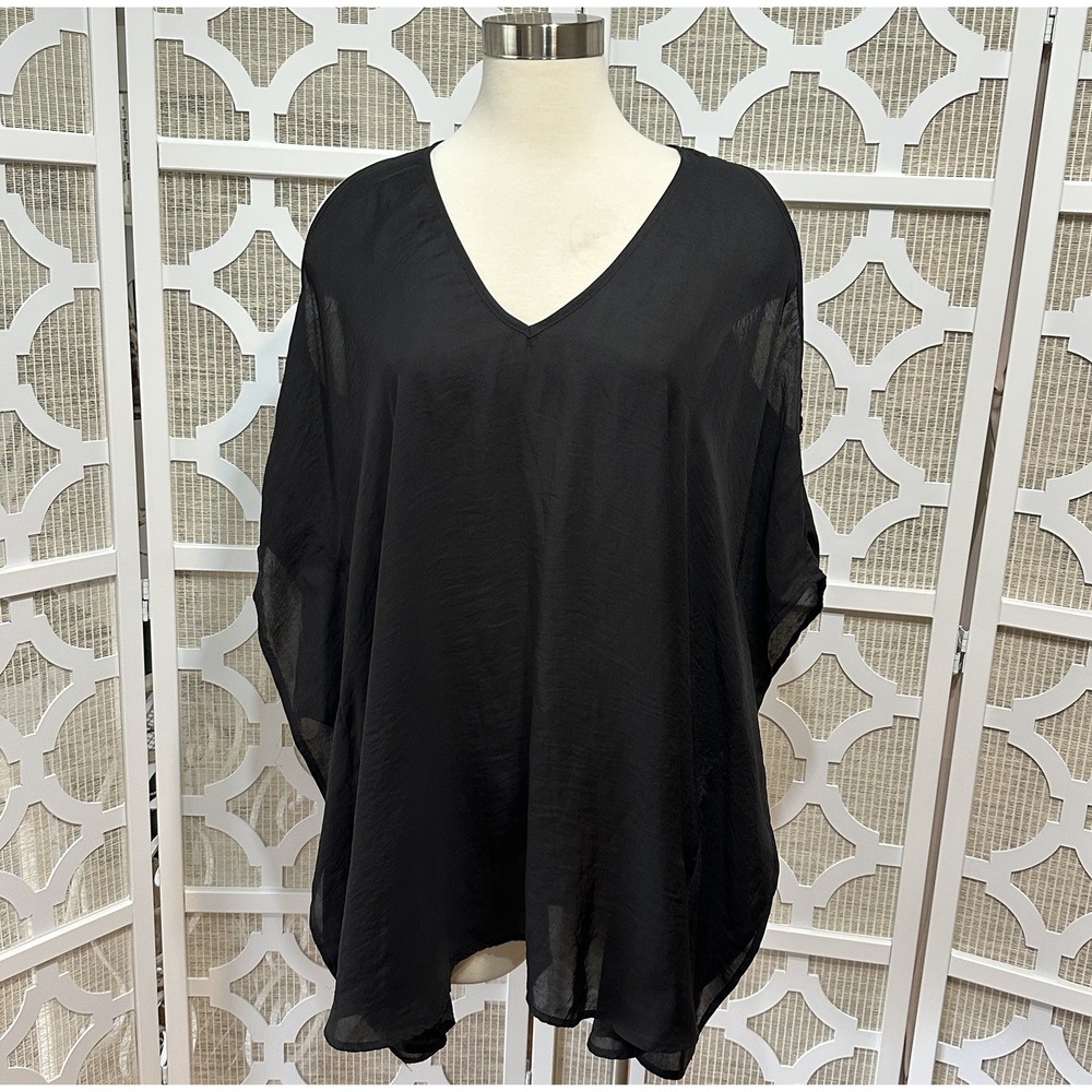 Show Me Your MuMu Cold Shoulder Flowy Beach Swim Coverup Womens S Black Resort
